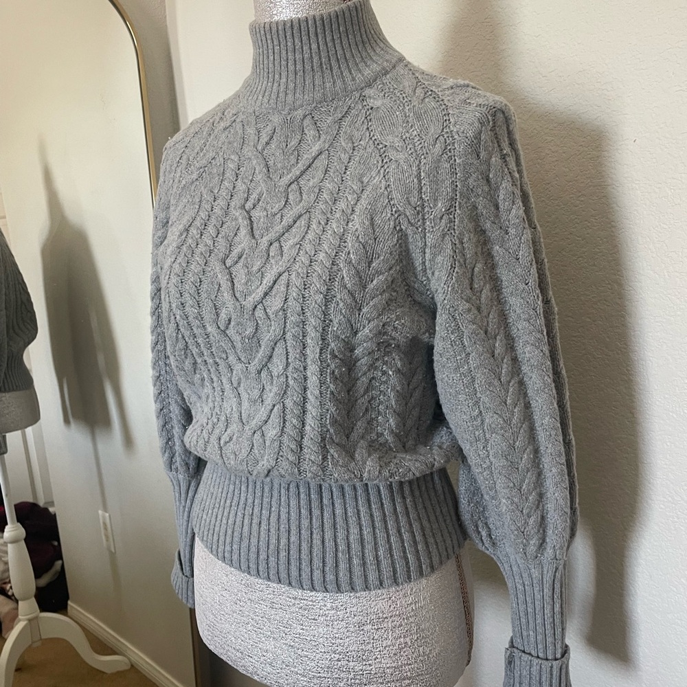 Cozy Gray Cable Knit Sweater